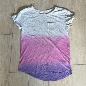 Cat & Jack Gray Pink Purple Ombre Short Sleeve Tee Cuffed Sleeve Single Pocket